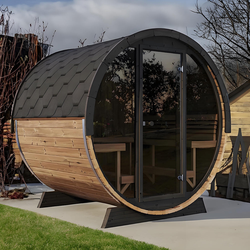 6×6 Ft Western Red Cedar Outdoor Barrel Sauna – 2 Person