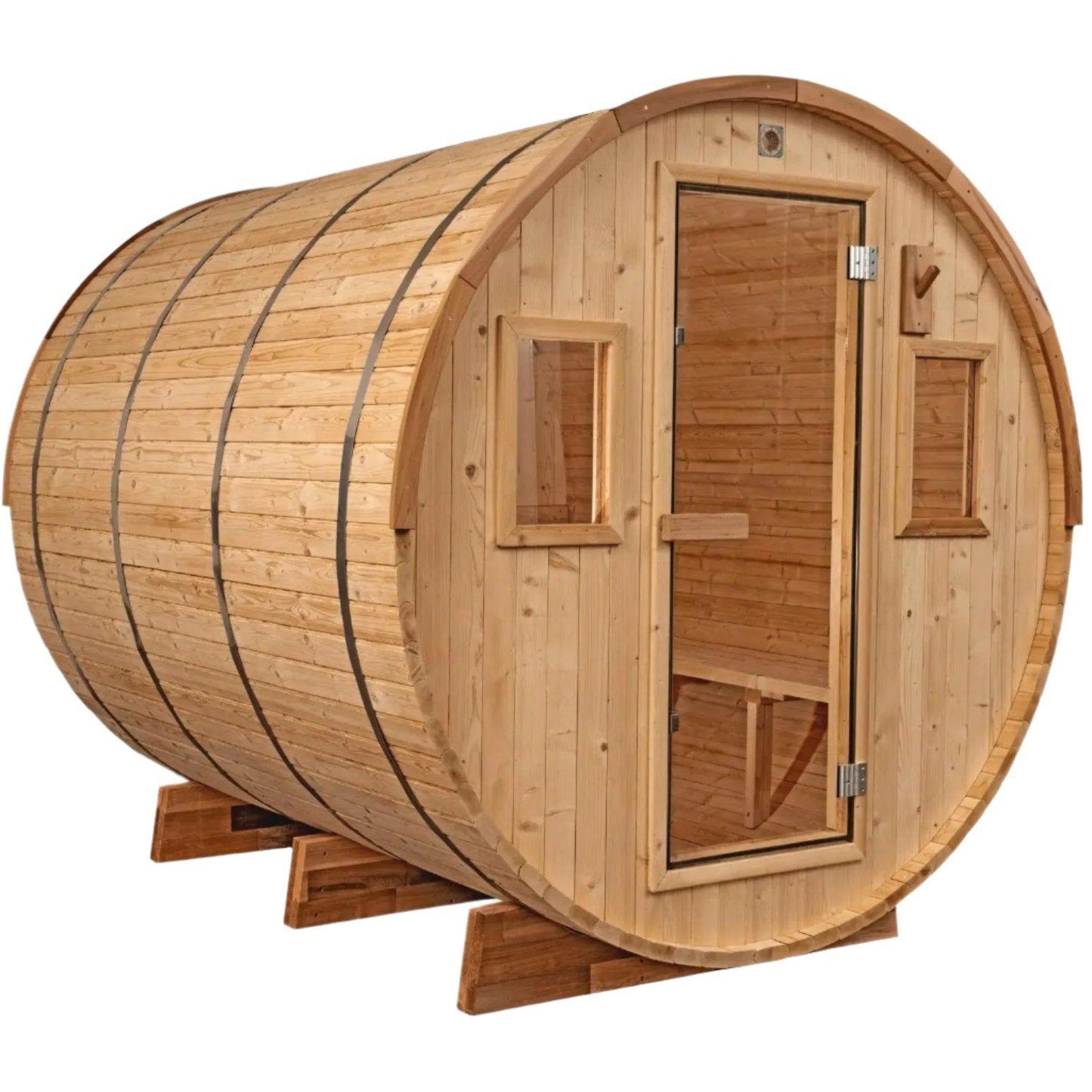 8×12 Ft Cedar Outdoor Barrel Sauna with Change Room – 6–8 Person