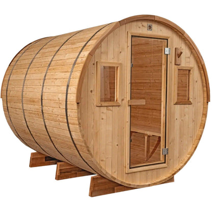 8×12 Ft Cedar Outdoor Barrel Sauna with Change Room – 6–8 Person