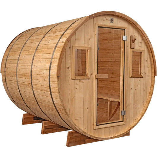 8×8 Ft Cedar Outdoor Barrel Sauna – 6–8 Person