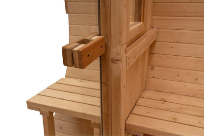 7×8 Ft Cedar Outdoor Barrel Sauna with Porch – 4 Person