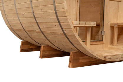 8×12 Ft Cedar Outdoor Barrel Sauna with Change Room – 6–8 Person