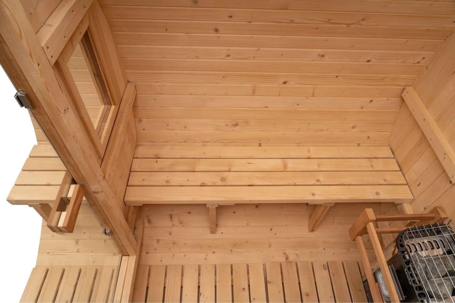 8×12 Ft Cedar Outdoor Barrel Sauna with Change Room – 6–8 Person