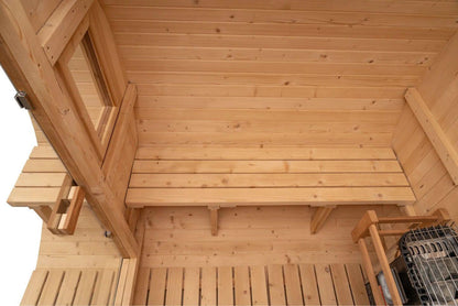 8×12 Ft Cedar Outdoor Barrel Sauna with Change Room – 6–8 Person