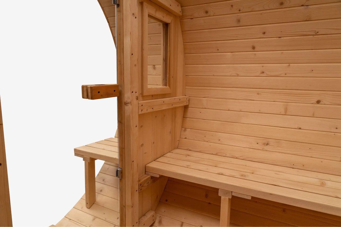7×8 Ft Cedar Outdoor Barrel Sauna with Porch – 4 Person