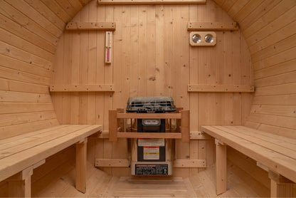 8×12 Ft Cedar Outdoor Barrel Sauna with Change Room – 6–8 Person