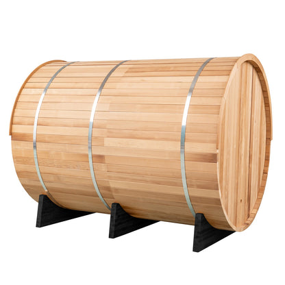 7×12 Ft Cedar Outdoor Barrel Sauna with Change Room – 6 Person