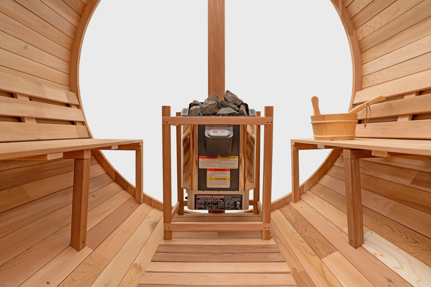 8×12 Ft Cedar Outdoor Barrel Sauna with Change Room – 6–8 Person