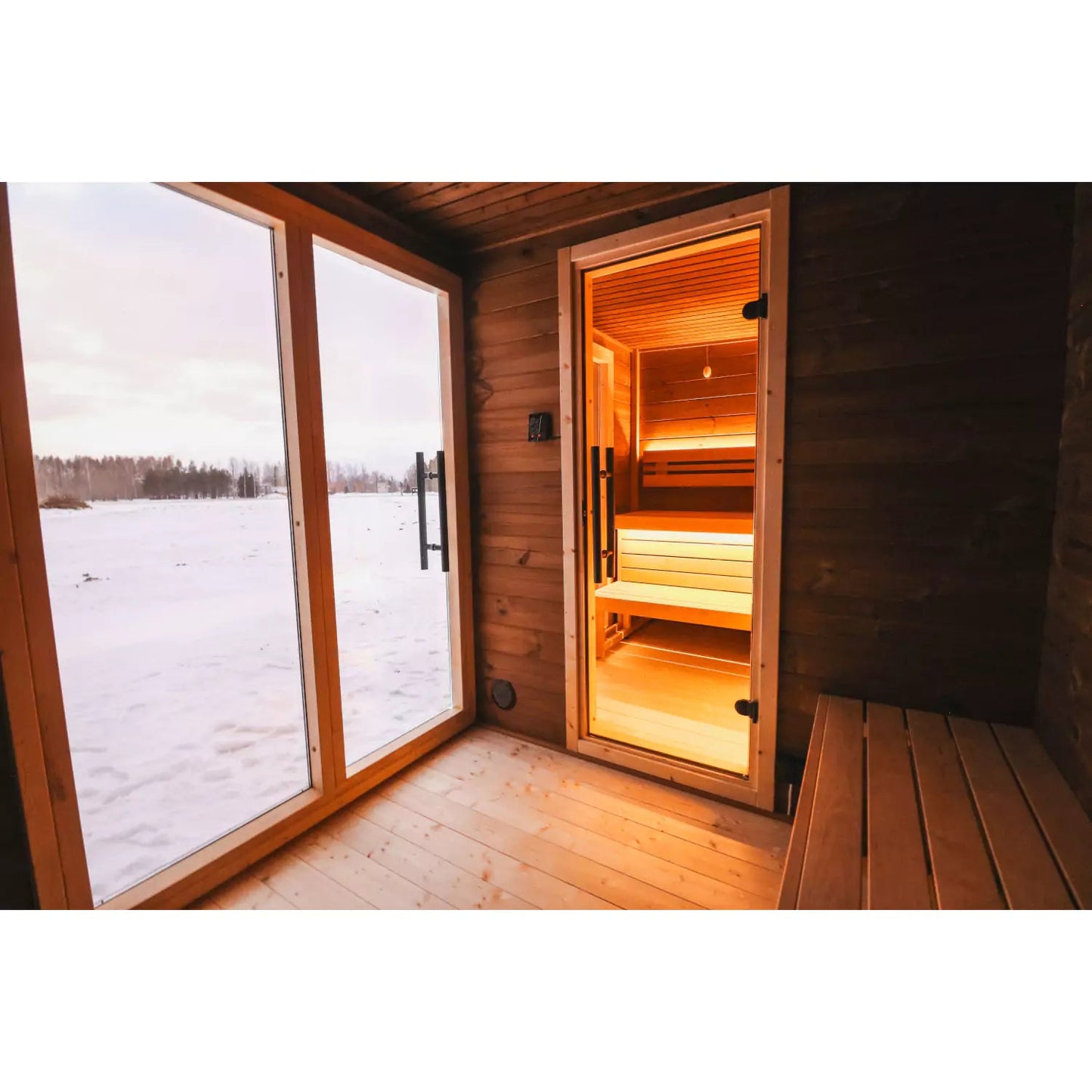 8×12 Ft Outdoor Cube Sauna with Integrated Canopy  – 6 Person