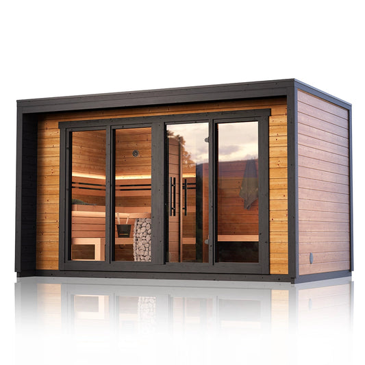 8×12 Ft Outdoor Cube Sauna with Integrated Canopy  – 6 Person