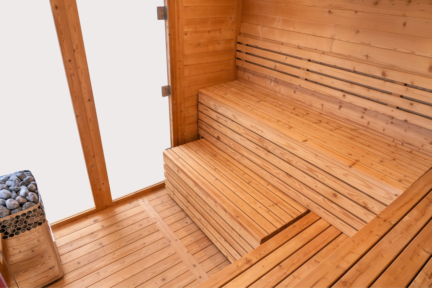 8×8 Ft Outdoor Cube Sauna (Glass Front) – 4 Person