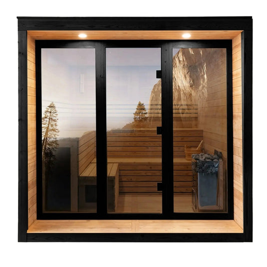 7×7 Ft Outdoor Cube Sauna (Cedar Interior) – 2–3 Person