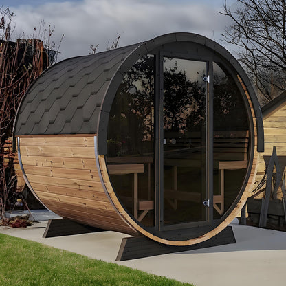 6×6 Ft Western Red Cedar Outdoor Barrel Sauna – 2 Person