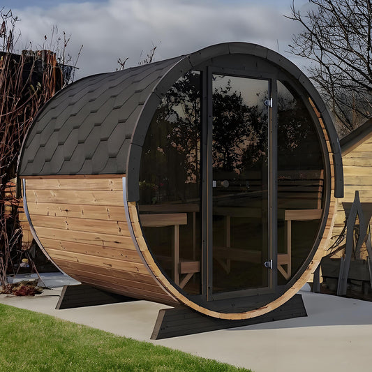 6×6 Ft Western Red Cedar Outdoor Barrel Sauna – 2 Person